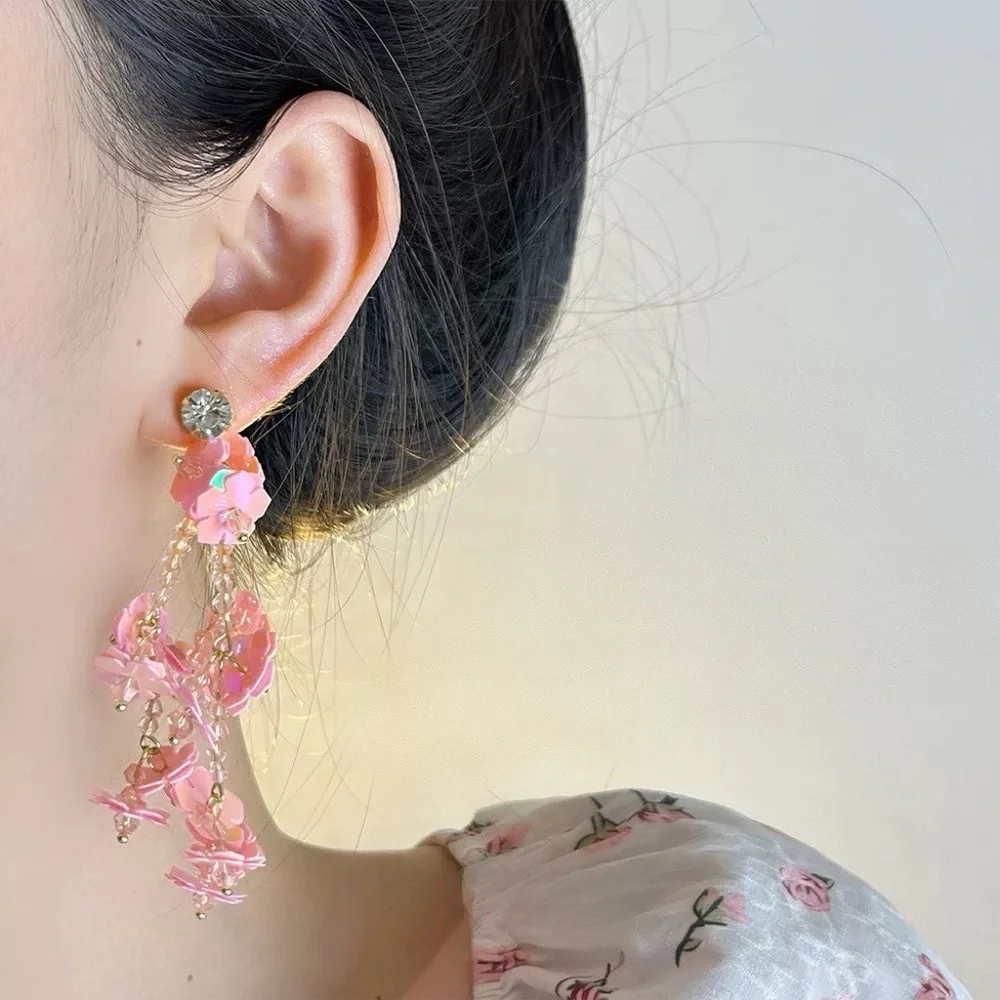 3/$20 Handmade Floral Pink Dangle Earrings